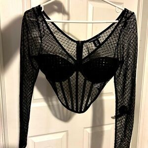 Sincerely Jules Sequin Mesh Corset Top S